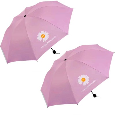 KEKEMI 3 Fold Manual UMB030C_05 Sun & Rain Umbrella(Pink, Pink)