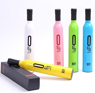 Dharm Ventures Portable Wine Bottle Shape Folding Umbrella for Rain and Sun Protection Travel Umbrella(Multicolor)