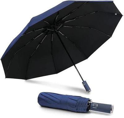 XBEY Windproof Collapsible 10 RIBS Auto Open & Close Folding Umbrella Umbrella(Blue)