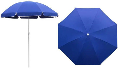 RAINVIBE Stylish Garden Umbrella Waterproof 7ft Center Pole Sturdy Ribs Steel Umbrella(Blue)