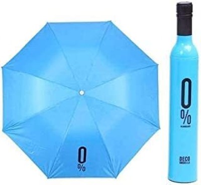 GROOVS Wine bottle shaped Mini compact Fashionable Folding portable Umbrella Umbrella(Blue)