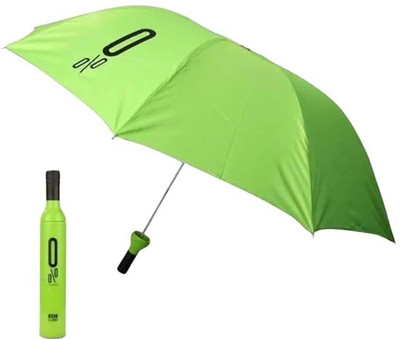 KUKKU TRADER Folding Portable Umbrella With Bottle Cover & Rain Umbrella Mini Travel (Green) Umbrella(Green)