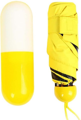 UNIQ Capsule Mini Travel Umbrella Foldable UV &Windproof Colorful Umbrella Sun Beach Umbrella(Yellow)