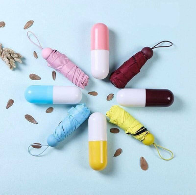 KUHUFASHIONS FRESTYQUE Mini Compact Umbrella Windproof Travel Sun &Rain Umbrella with Capsule Umbrella(Multicolor)
