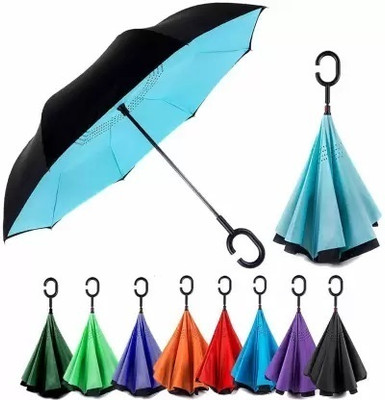 Bletilla Windproof Upside Down Umbrellas with C-Shaped Handle for Women and Men Umbrella(Multicolor)