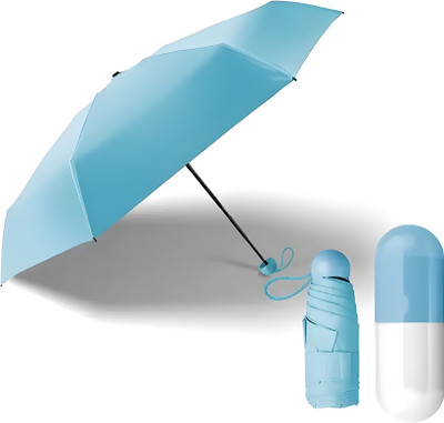HyperOn Portable Capsule Windproof Double Layer Light Pocket Size | UV Protection & Rain Umbrella(Blue)