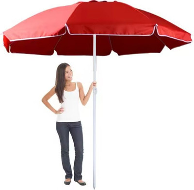 Rainpopson 7ft Lawn Umbrella for Terrace and Balcony – All Weather Use Umbrella(Red)
