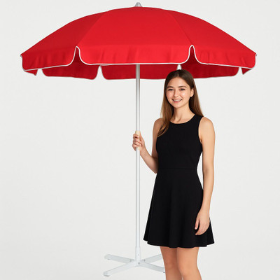 GREEN BIRD Premium 7FT Garden Umbrella with Stand Outdoor Use UV Protection Umbrella(Red)