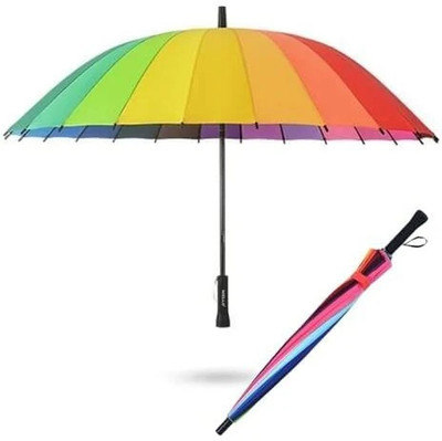 Raga Plus Rainbow Umbrella with Cover UV Protection Water Repellant Long Straight Handle Umbrella(Multicolor)