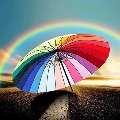 Urvi URUG_Rainbow Umbrella Big Straight grip C Umbrella(Multicolor)