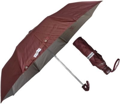 K.C. PAUL & SONS VARSHA 3 FOLD BROWN COLOUR (MONO SILVER) Umbrella(Brown)