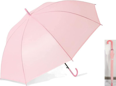 XBEY Single Fold Umbrella With Rain & UV Protection, Auto Open J-Handle – Pack Of 1 Umbrella  (Pink) For Rs. 169 @ 76 %