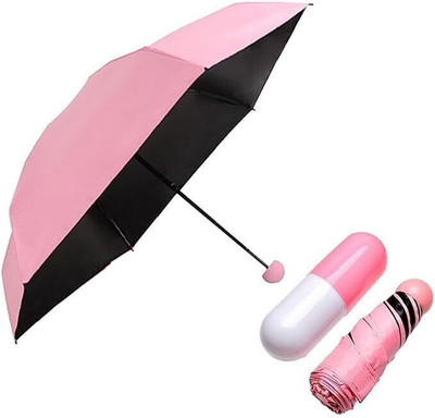 UNIQ Fold Portable Capsule Umbrella for Rain. Umbrella (Pink)& multi color Umbrella(Pink)