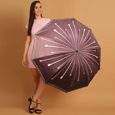 Flipkart SmartBuy 3 Fold Printed Rain Sun & UV Rays Protective Double Coated Manual Open Umbrella(Brown)