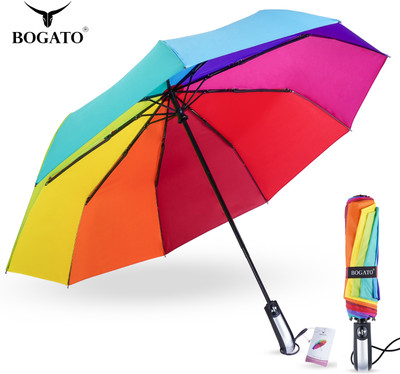 BOGATO™ 3 Fold Umbrella | Auto Open Close Umbrella | Windproof Rainbow Umbrella(Multicolor)