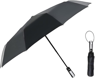 Moncerise The Original Portable Auto Travel Umbrella for Rain AutoOpen/Close Button Umbrella(Black, Silver)