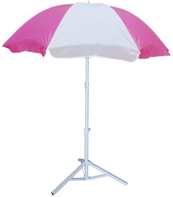 Rainpopson Windproof 7ft Lawn Umbrella with Tilt Stand – All-Weather Outdoor Shade Umbrella(Pink, White)