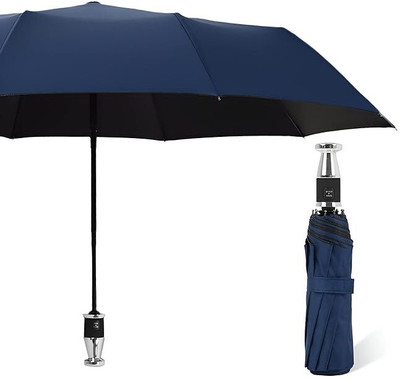 Star Work Automatic Open, Large Size Foldable Umbrella with Travel Cover (Round Handle) Umbrella(Blue)