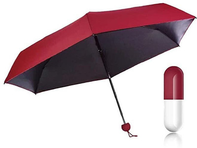 SELVIE Automatic Stylish Capsule Umbrella 4 fold Umbrella Umbrella(Maroon)