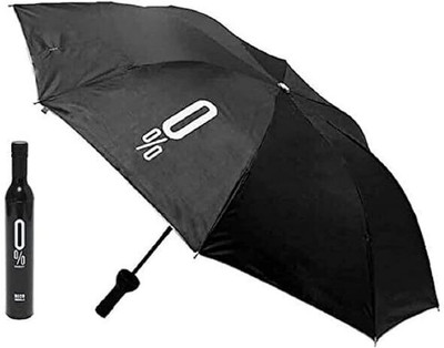 LeafBlu Bottle Shape Foldable Umbrella with Plastic Case for UV Protection & Rain - 1Pc Umbrella(Black)