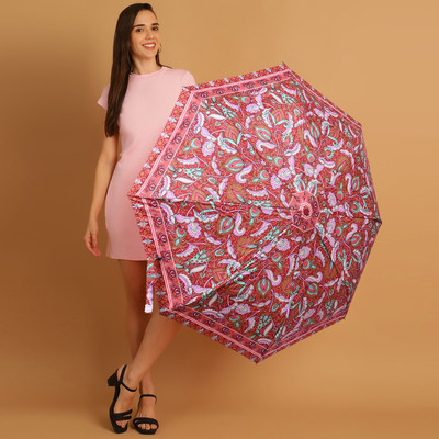 Flipkart SmartBuy 3 Fold Printed Rain and Sun Protective Button Open Umbrella(Red)