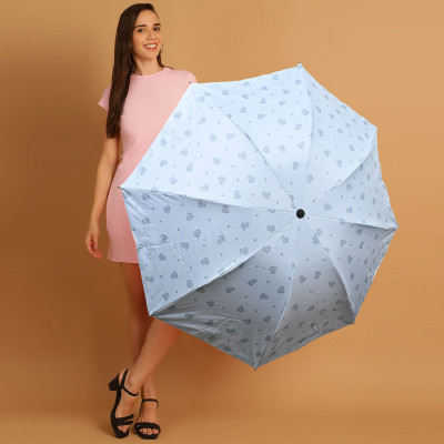 Flipkart SmartBuy 3 Fold Printed Rain Sun & UV Rays Protective Manual Open Umbrella(Blue)