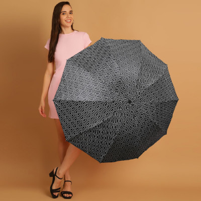 Flipkart SmartBuy 3 Fold Printed Rain Sun & UV Rays Protective Double Coated Manual Open Umbrella(Black)