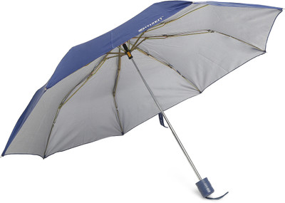 CITIZEN Solid 3 Fold Manual Open 8 Aluminium Ribs UV Coated Windproof Silver Coating Umbrella(Blue)