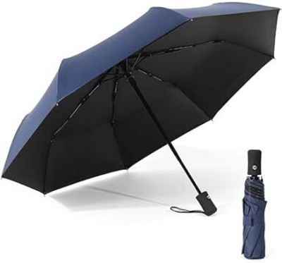 XBEY UV Coated Umbrella for Sun & Rain | 3-Fold with Sturdy 8-Ribs | 1Pc Umbrella(Blue)