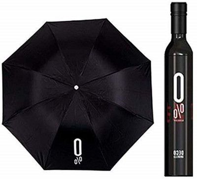 UNIQ Wine Bottle Shape Mini Compact Foldable Umbrella with Plastic Case Umbrella(Black)
