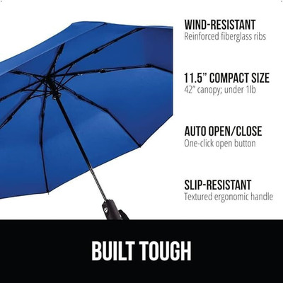 YAWZOSTORE Mini Travel Umbrella Auto Open Close – Windproof Umbrella(Blue)