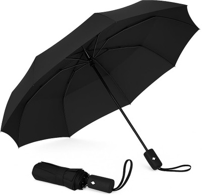 vhbie Auto Open and Close Small Folding Umbrella Umbrella(Black)