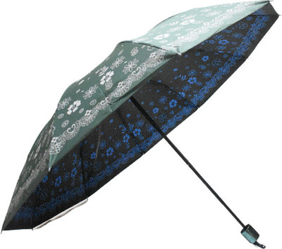 Rajani 3 fold Premium Big Size Both side design print umbrella for girls and women. Umbrella(Green)