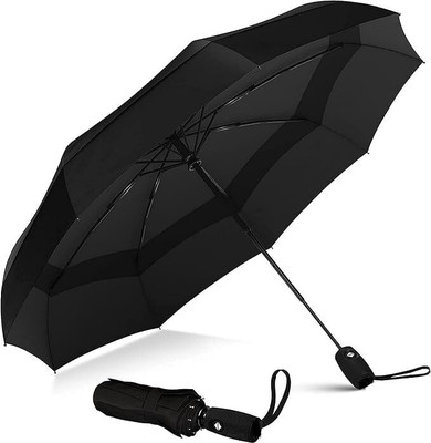 JUDEE UV Big Size Umbrella for Sun Protection Rain Windproof Strong Large 3 Fold Umbrella(Black)