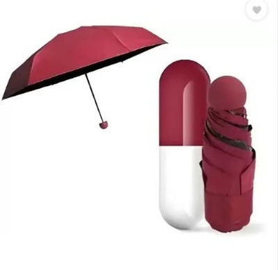 jain traders Capsule Umbrella | Compact & Stylish | for Rain & Sun with UV Protection Umbrella(Maroon)
