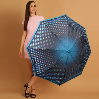 Flipkart SmartBuy 3 Fold Printed Rain and Sun Protective Button Open Umbrella(Blue)