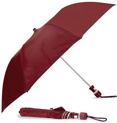 BTfash Round Handle 2 Fold Maroon Umbrella(Maroon)