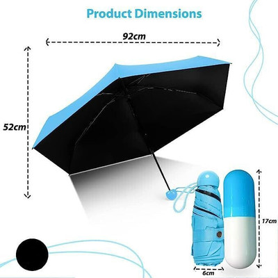 Neelmohi Portable Capsule Umbrella Windproof Double Layer Ultra Lightweight Umbrella(Blue)