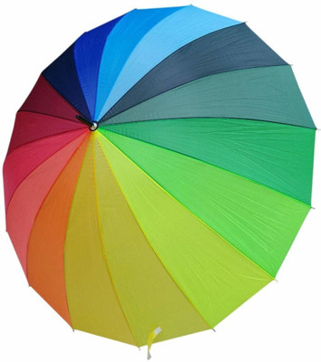 Urvi URUG_Color Rainbow Umbrella Fashion Long Handle Straight Anti-UV Sun/Rain Umbrella(Multicolor)