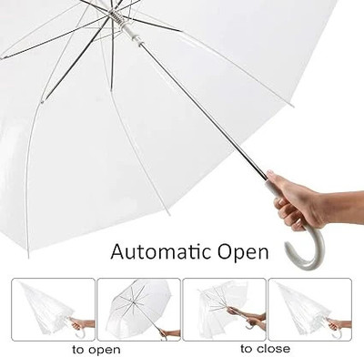 Urvi URUG_Transparent Umbrella/Chhata/Chhatri for Men,Women & Kids Auto Open/Close Umbrella(Transparent, White)