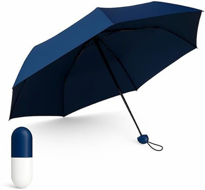 GRYPP Capsule Foldable Mini Umbrella for Men & Women| Pocket Size UV & Rain Protection Umbrella(Blue)