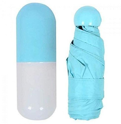 UNIQ Stylish Capsule Mini Travel Umbrella 4 fold Compact Umbrella(Blue)