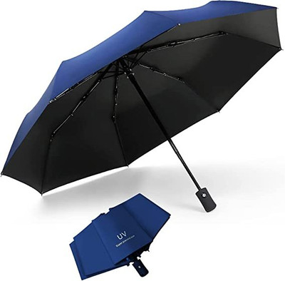 Toriyox 2 fold Auto Open Polyester Men/Women UV Protection Monsoon/Rain & Sun Umbrella Umbrella(Blue)