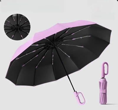 RAINGAL Auto Open 3 Fold Umbrella For Protection Against Rain Sun+UV Rays with cover Umbrella(Pink, Black)