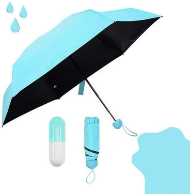 Jenienterprisee Portable Capsule Windproof Double Layer Light Pocket Size | UV Protection & Rain Umbrella(Blue)