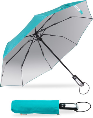 Destinio UV Coated 3 Fold for Rain and Sun with Auto Open and Close Umbrella(Blue)
