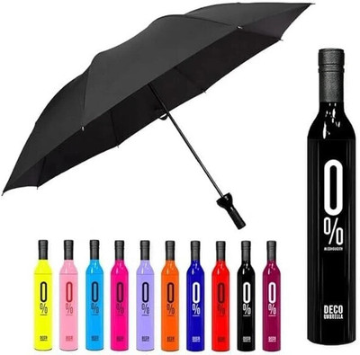 NIVKEZ Compact Folding Umbrella with UV Protection and Bottle Cover ,Windproof Design Umbrella(Multicolor)