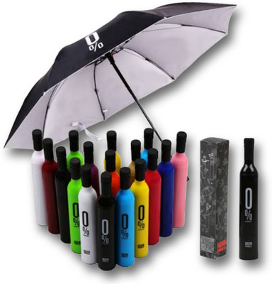 SBTs Folding Wine Bottle Shape Mini Compact Foldable Umbrella with Plastic Case Umbrella(Multicolor)