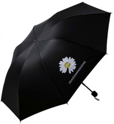 KEKEMI 3 fold Manual Plain Sun & Rain Umbrella(Black)