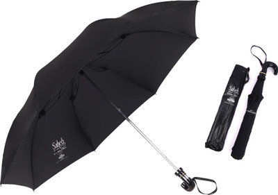 Adi K.C.Paul & Sons Saheb 2 fold 23-inch bigger size premium umbrella for men & women | 2 fold Umbrella(Black)